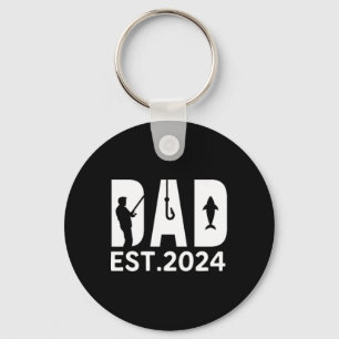 Dad Est. 2024 New Father Fisherman Fishing Dad Fis Key Ring