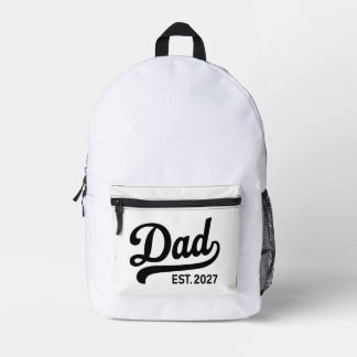 Dad Est 2027 New Father to Be Baby Announcement  Printed Backpack