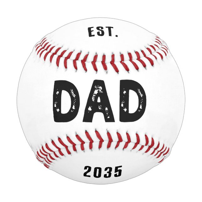 Dad Est. 20XX Fathers day gift for new dad to be Baseball (Front)