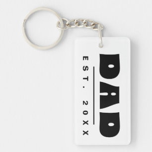 DAD Est. 20XX Modern Minimal Simple Typography Key Ring