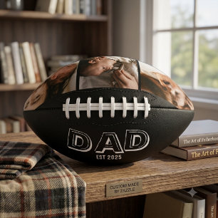 Dad Est 3 Photo Gift Father Keepsake Football