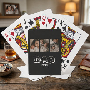 Dad Est 3 Photo Gift Father Keepsake Playing Cards