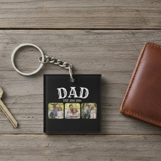 Dad Est 3 Photo Key Ring