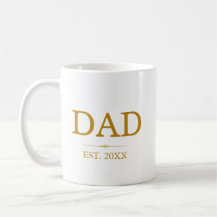 Dad Est. Date with Children's Names Gold Script Coffee Mug