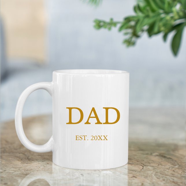 Dad Est. Date with Children's Names Gold Script Coffee Mug (Creator Uploaded)