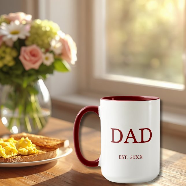 Dad Est. Date with Children's Names Maroon Coffee Mug (Creator Uploaded)