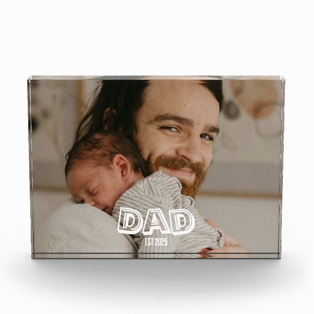 Dad Est Gift New Father Keepsake  Photo Block (Front)