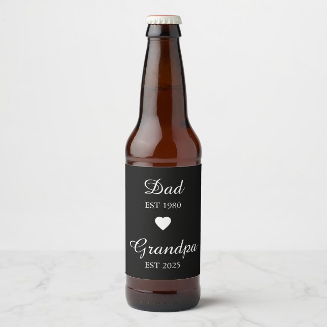 Dad est. & Grandpa est. – Custom Year Gift Beer Bottle Label (Front)