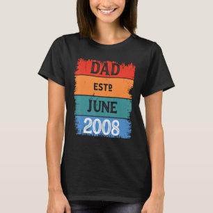 Dad Est Jun 2008 Proud Papa Grandpa Best Daddy Leg T-Shirt