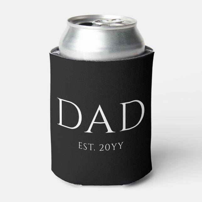 Dad Est Modern New Daddy Promoted to Dad Can Cooler (Can Front)