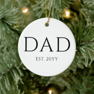Dad Est Modern New Daddy Promoted to Dad Ceramic Ornament