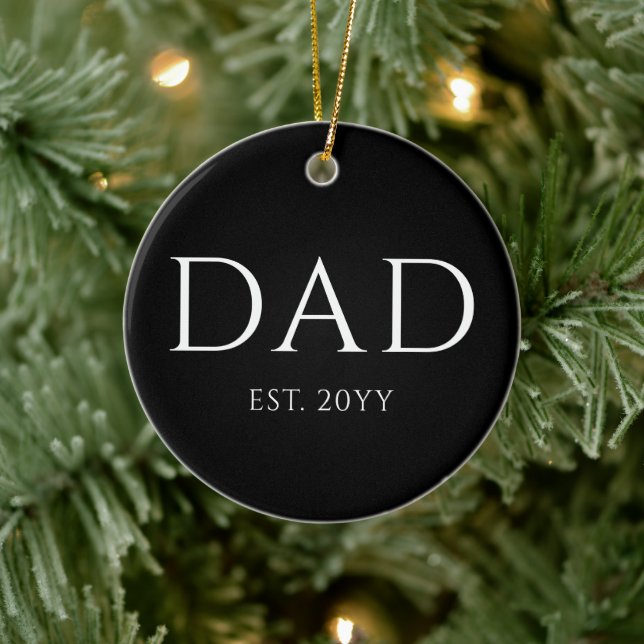 Dad Est Modern New Daddy Promoted to Dad Ceramic Ornament (Tree)