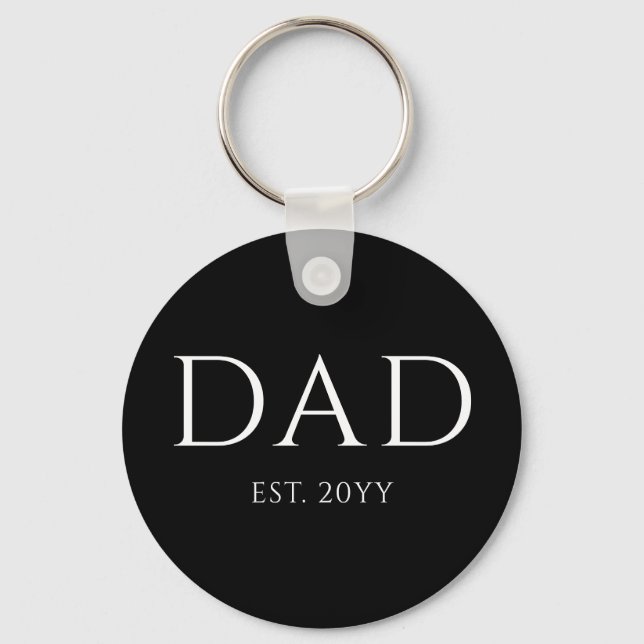 Dad Est Modern New Daddy Promoted to Dad Key Ring (Front)