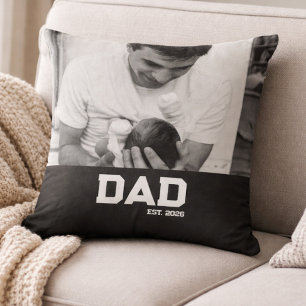 Dad Est Photo Black & White Year Father's Day Cushion