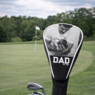 Dad Est Photo Black & White Year Father's Day  Golf Head Cover