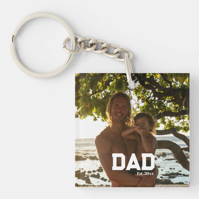 Dad Est Photo Customizable Year Father's Day  Key Ring (Front)