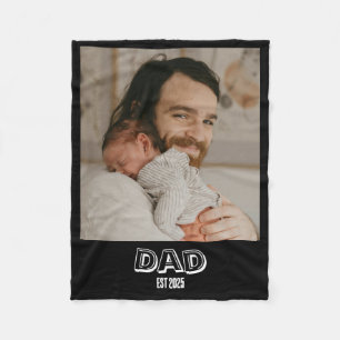 Dad Est Photo Gift Father Keepsake Fleece Blanket