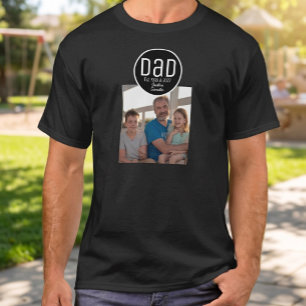 Dad Est. Photo Modern Bold Simple Kids Names T-Shirt