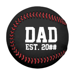 Dad Est. Year Black and White Text Template Baseball