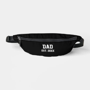 Dad Est. Year Black and White Text Template Bum Bags