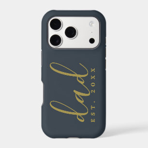 Dad Est. Year Custom Navy Blue Gold Keepsake Men