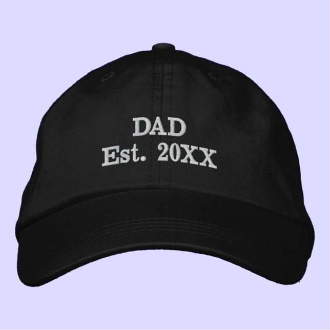 "Dad Est. YEAR" Modern Minimalist Cool Simple Embroidered Hat (A fun, custom hat for Dad!)