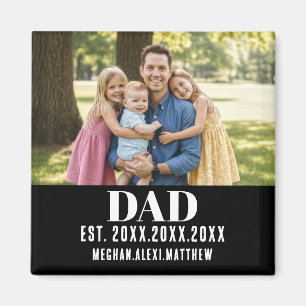 Dad Est. Year Name Modern Script Black Magnet