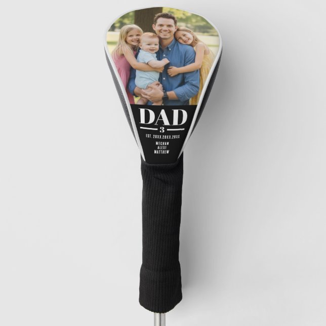 Dad Est. Year Name Number Bold Font Photo Golf Head Cover (Front)