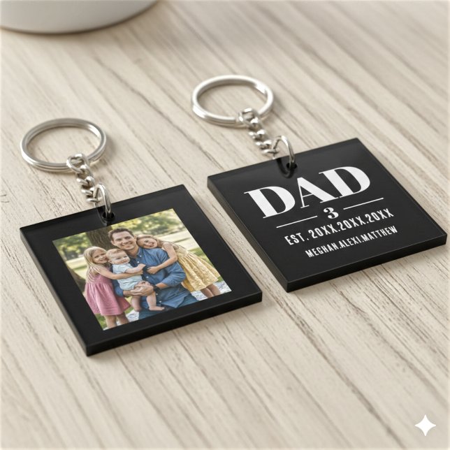 Dad Est. Year Name Number Bold Font Photo Key Ring (Creator Uploaded)
