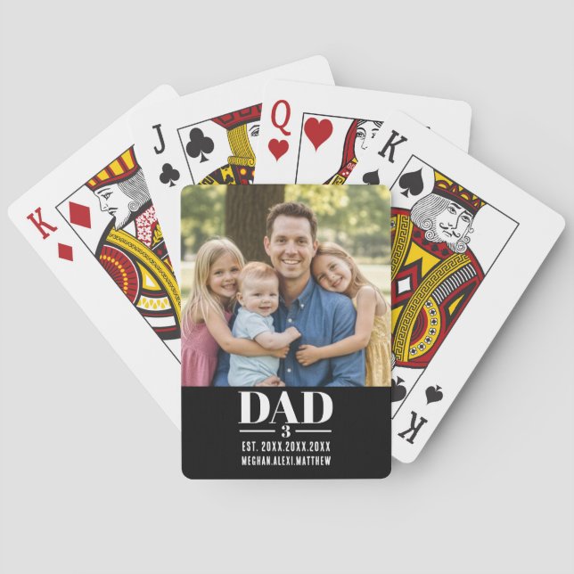 Dad Est. Year Name Number Bold Font Photo  Playing Cards (Back)