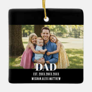 Dad Est. Year Name Photo Script Ceramic Ornament