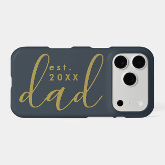 Dad Est. Year Navy Blue Gold Father Keepsake Chic