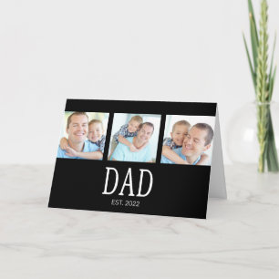 Dad Established 3 Photo Black Card