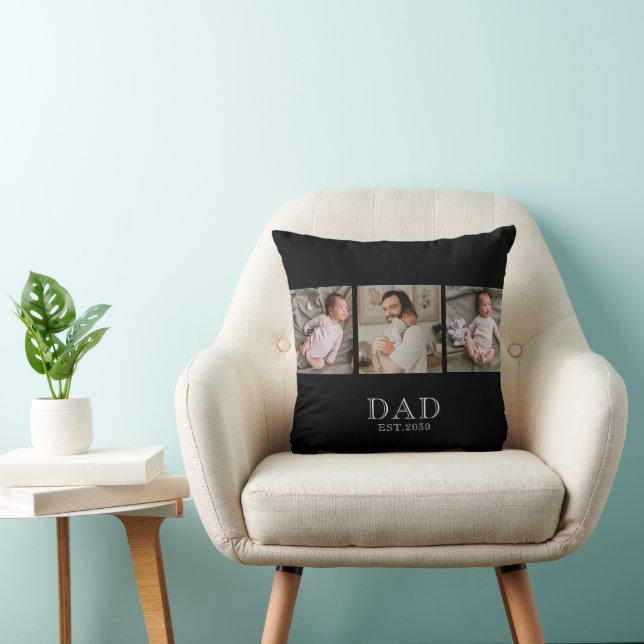 Dad Established 3 Photo Dad Baby Cushion (Chair)