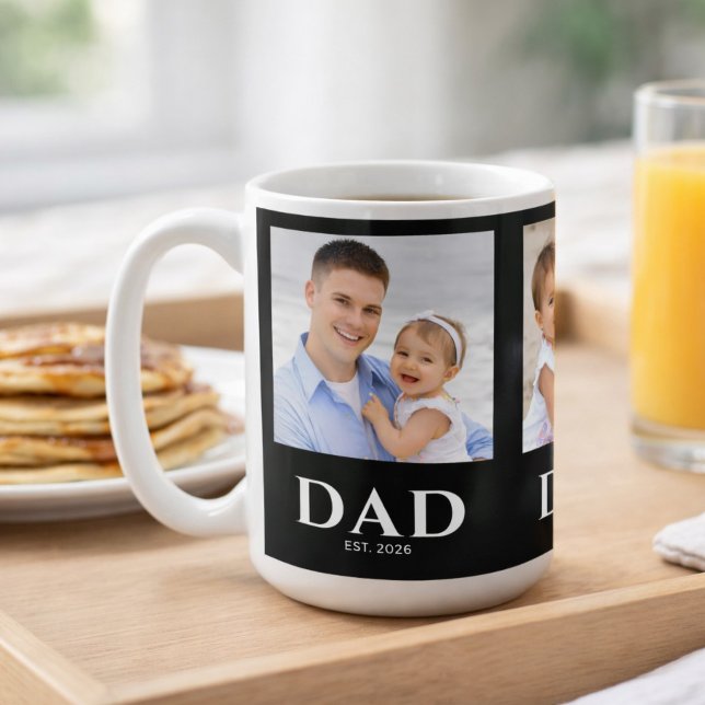 Dad Established Black 3 Photo Coffee Mug (Creator Uploaded)