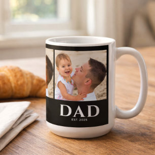 Dad Established Black 3 Photo Coffee Mug