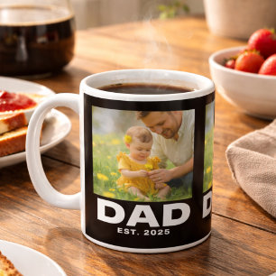 Dad Established Black 3 Photo Coffee Mug