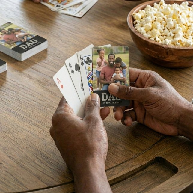 Dad Established Black Bold Photo  Playing Cards (Creator Uploaded)