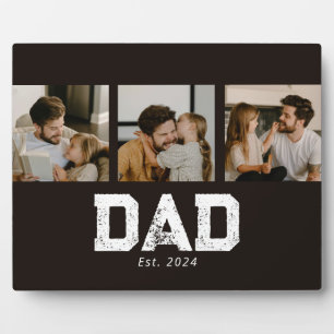 Dad Established Black Fun 3 Photo Plaque