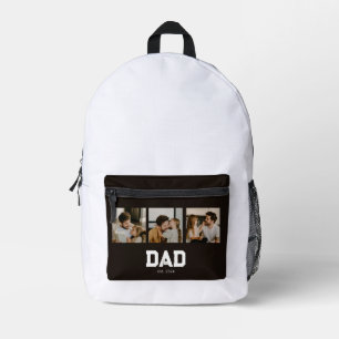 Dad Established Black Fun 3 Photo Printed Backpack