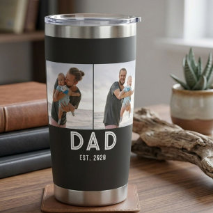 Dad Established Black Photo Gift Father's Day Insulated Tumbler