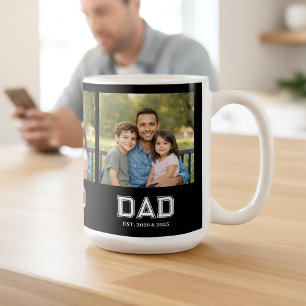 Dad Established Black Photo Modern Typography Gift Coffee Mug