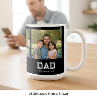 Dad Established Black Photo Modern Typography Gift Coffee Mug