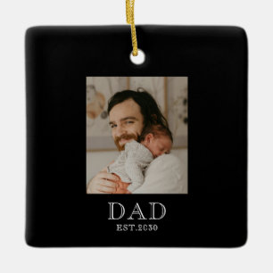 Dad Established Black White Photo Ceramic Ornament