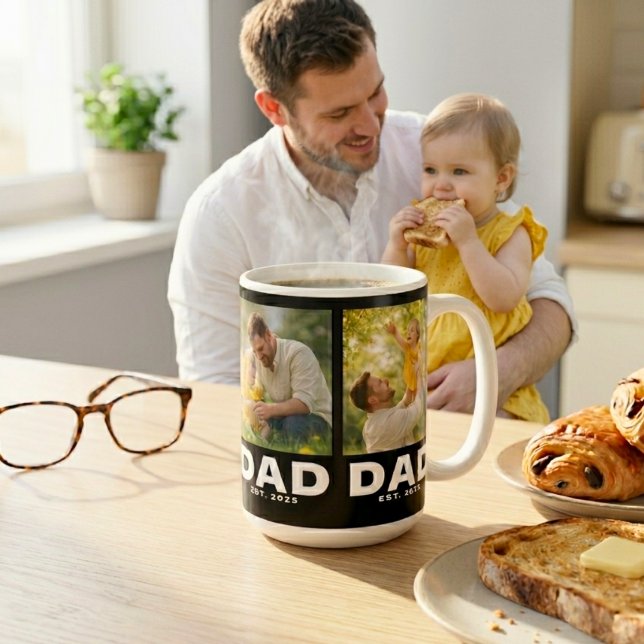 Dad Established Bold Black 3 Photo  Coffee Mug (Creator Uploaded)