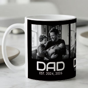 Dad Established Bold Black 3 Photo Coffee Mug