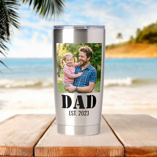 Dad Established Bold Black Photo Keepsake Insulated Tumbler