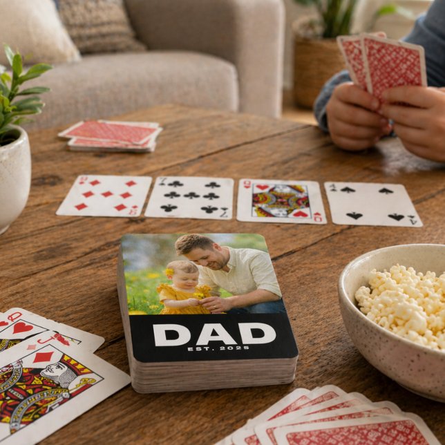 Dad Established Bold Black Photo Playing Cards (Creator Uploaded)