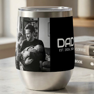 Dad Established Bold Black Photo Thermal Wine Tumb