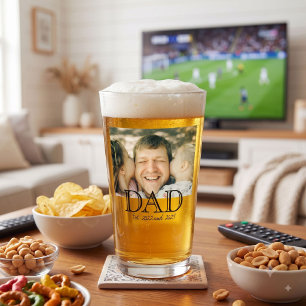 Dad Established Bold Black Text Beer Glass
